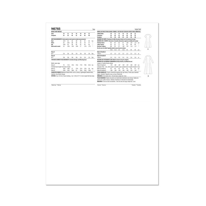 Patron New Look 6765 - Robe en tricot