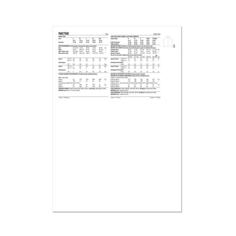 Patron New Look 6768 - Cape