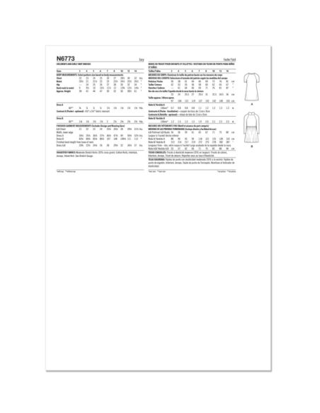 Patron New Look 6773 - Robe en tricot pour enfants