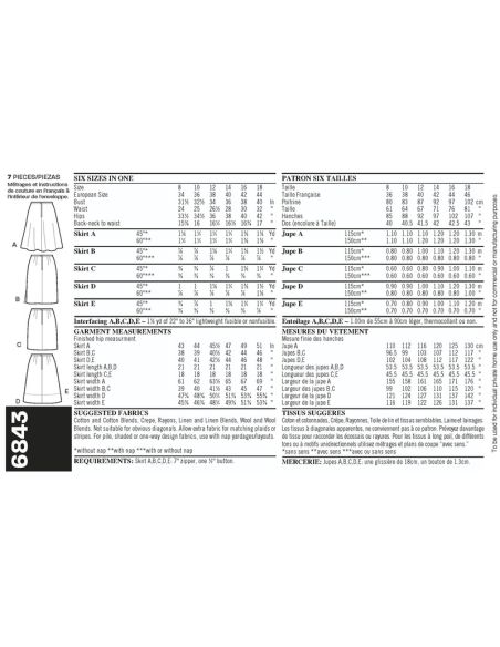 Patron New Look 6843 - Jupe