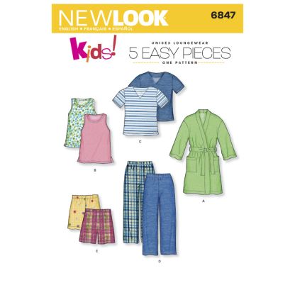 Patron New Look 6847 - Ensemble de nuit, pyjamas, peignoirs
