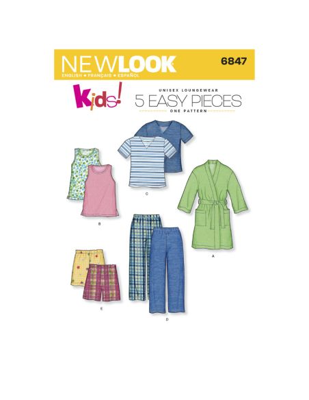 Patron New Look 6847 - Ensemble de nuit, pyjamas, peignoirs