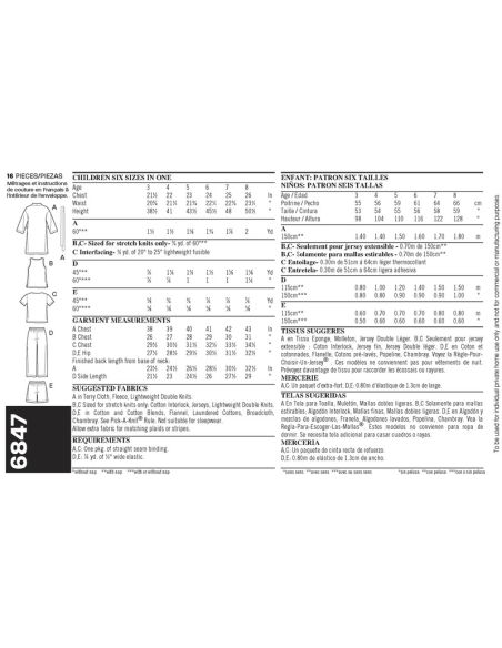 Patron New Look 6847 - Ensemble de nuit, pyjamas, peignoirs