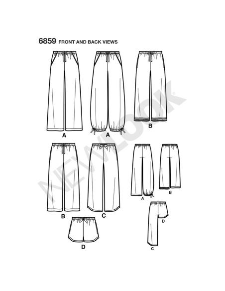Patron New Look 6859 - Pantalon, pantacour, short