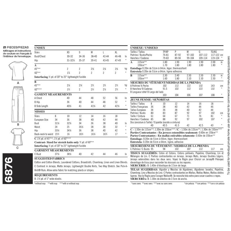 Patron New Look 6876 - Ensemble médical