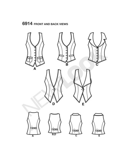 Patron New Look 6914 - Gilet barman