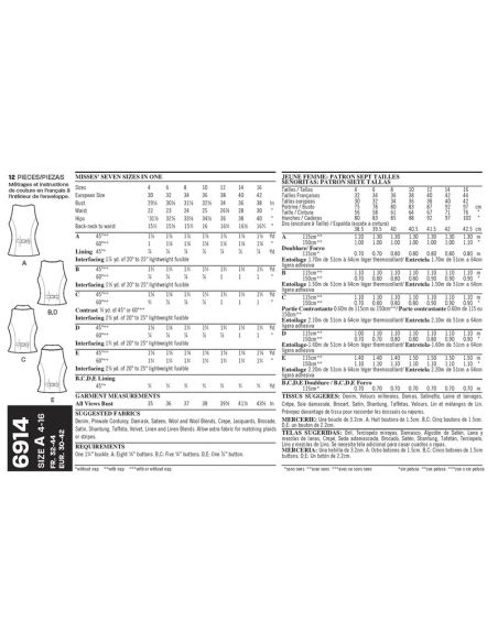 Patron New Look 6914 - Gilet barman