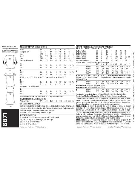 Patron New Look 6871 - Tee-Shirt, tunique