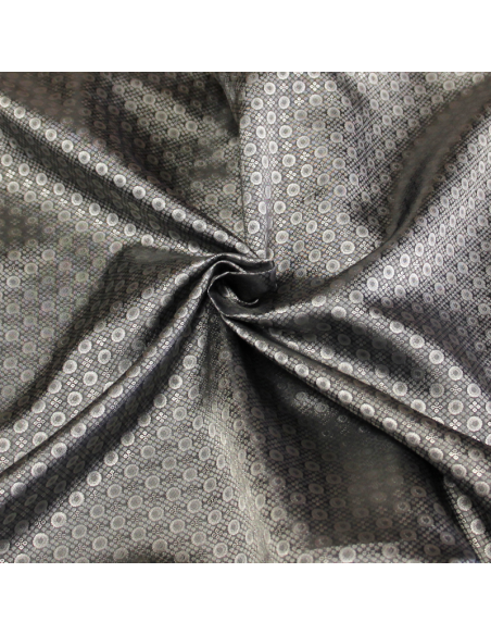 Doublure satin jacquard - Cercle gris