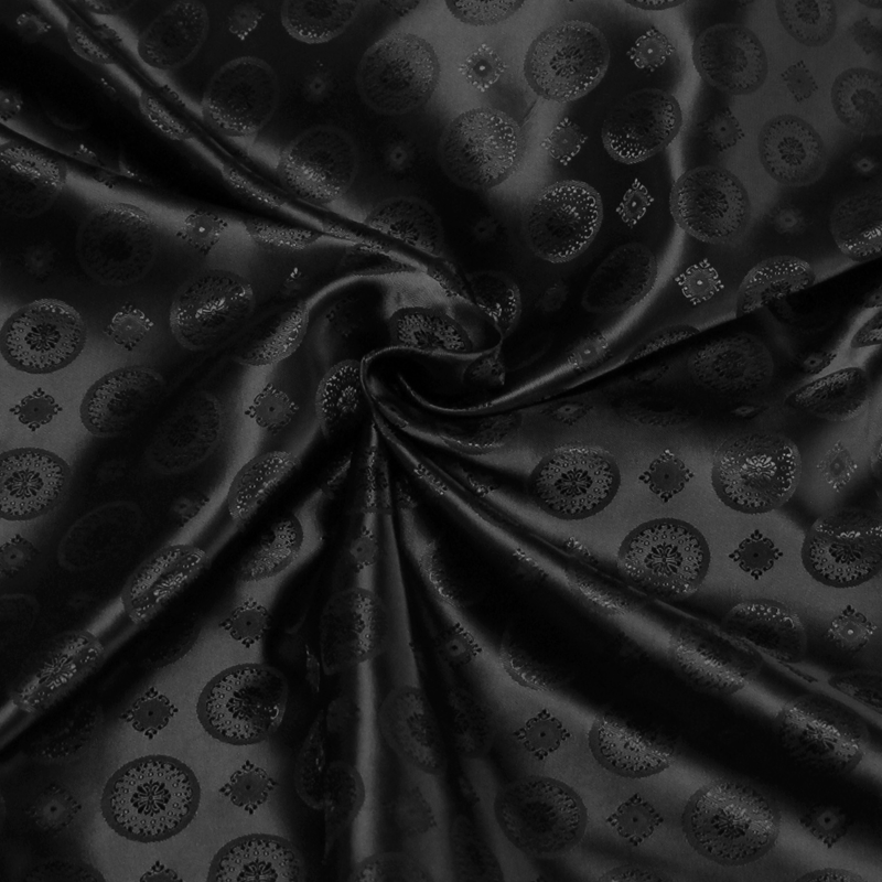 Doublure satin jacquard - Rond & carré noir
