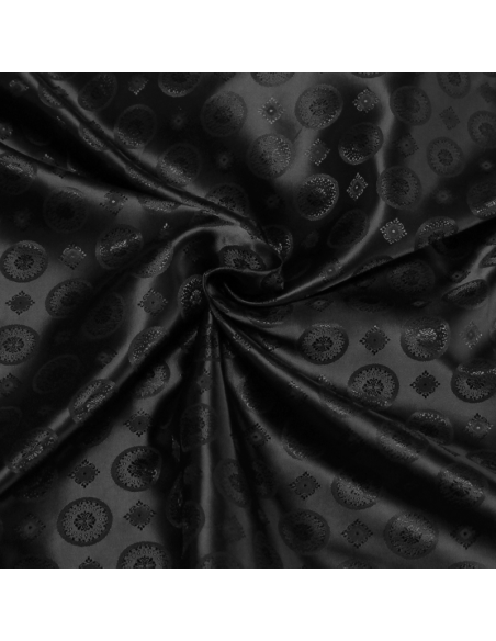Doublure satin jacquard - Rond & carré noir