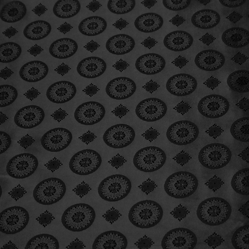 Doublure satin jacquard - Rond & carré noir