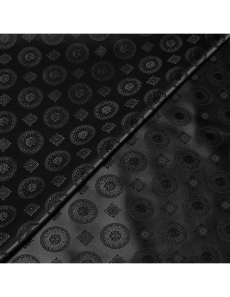 Doublure satin jacquard - Rond & carré noir