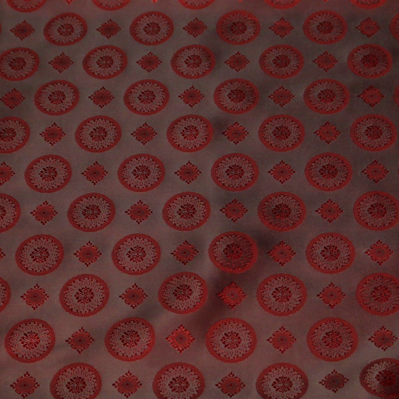 Doublure satin jacquard - Rond & carré rouge
