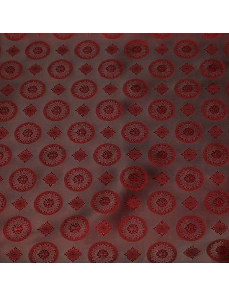 Doublure satin jacquard - Rond & carré rouge