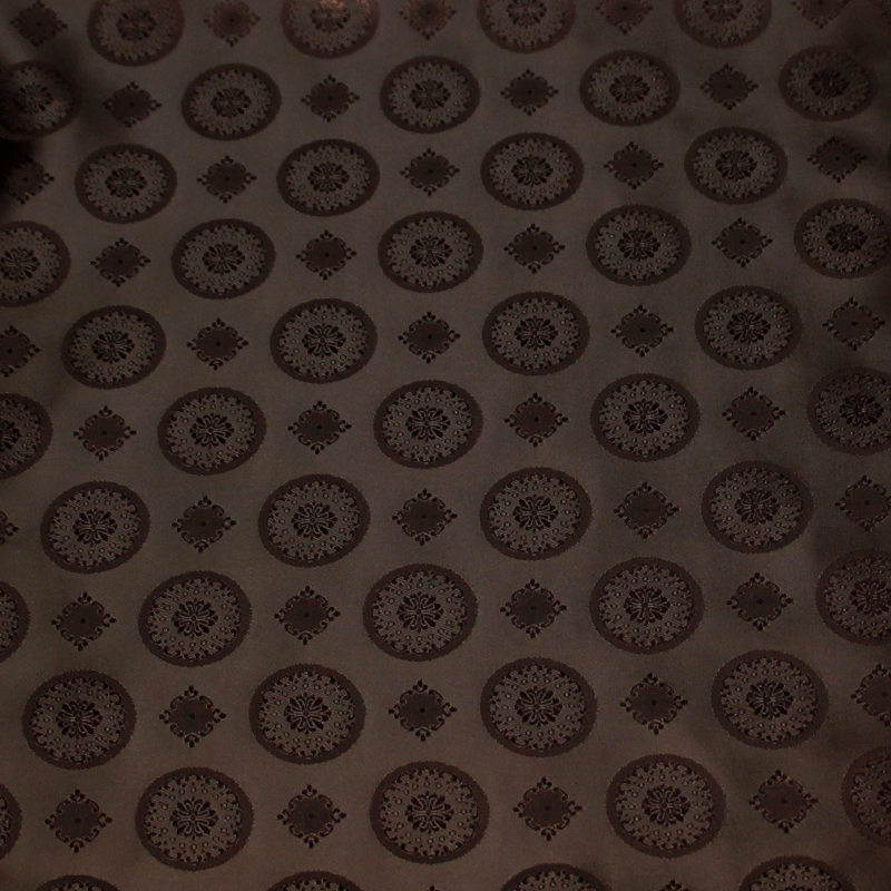 Doublure satin jacquard - Rond & carré marron