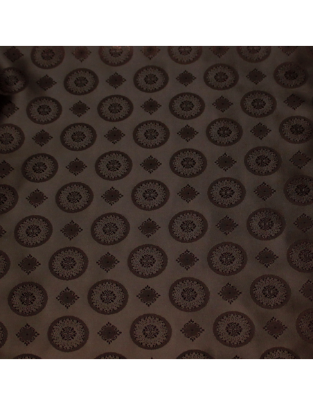 Doublure satin jacquard - Rond & carré marron
