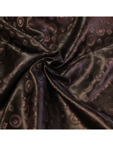 Doublure satin jacquard - Rond & carré marron