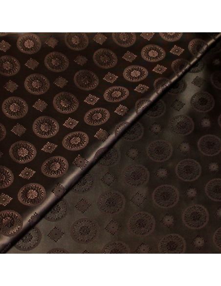 Doublure satin jacquard - Rond & carré marron