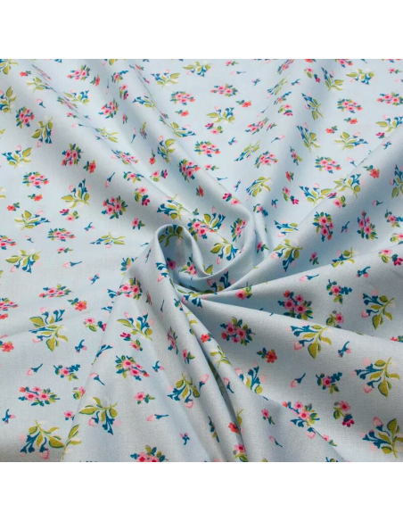 Popeline 100% coton - Mireille fond ciel