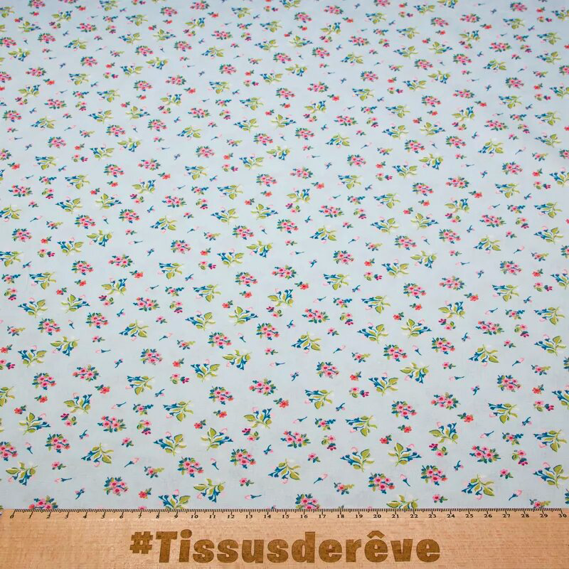 Popeline 100% coton - Mireille fond ciel