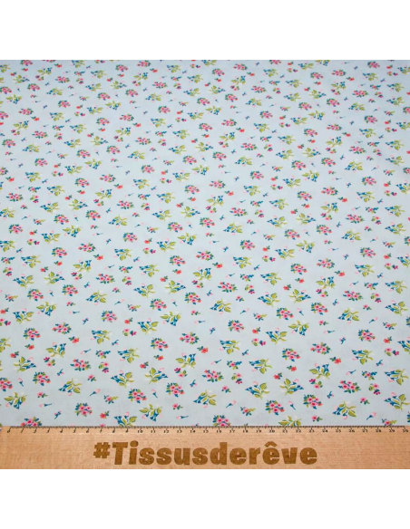 Popeline 100% coton - Mireille fond ciel