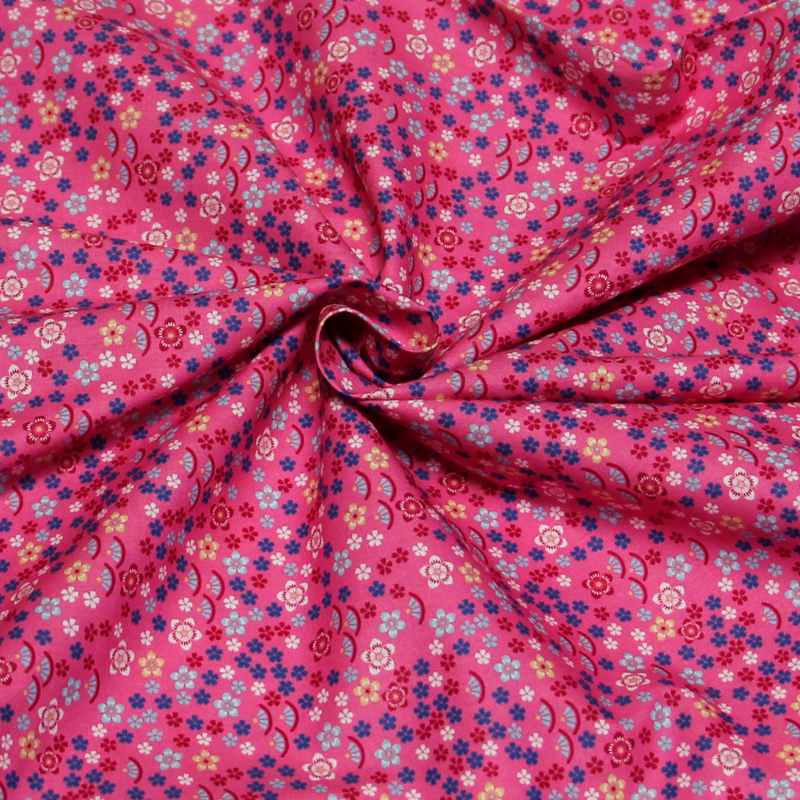 Popeline 100% coton - Lucie fond fuchsia