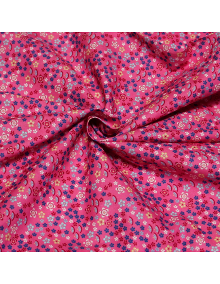 Popeline 100% coton - Lucie fond fuchsia