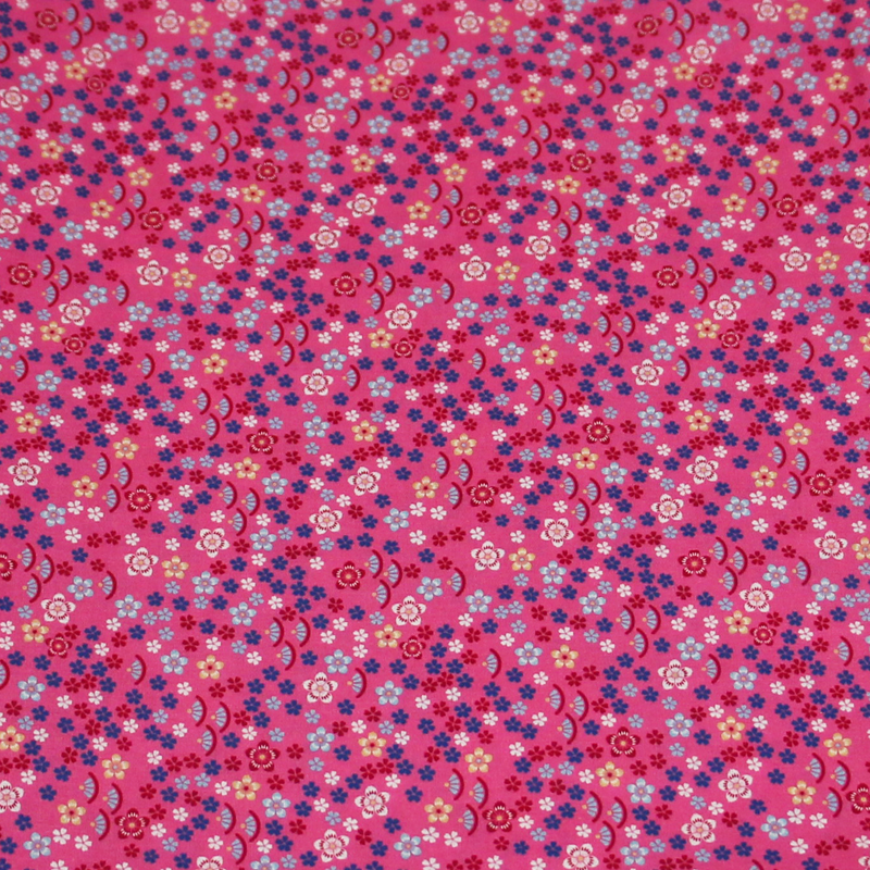 Popeline 100% coton - Lucie fond fuchsia