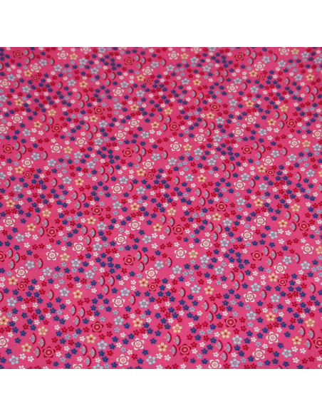 Popeline 100% coton - Lucie fond fuchsia