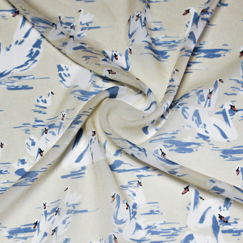 Georgette 100% viscose - Cygnes fond beige