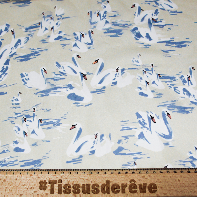 Georgette 100% viscose - Cygnes fond beige