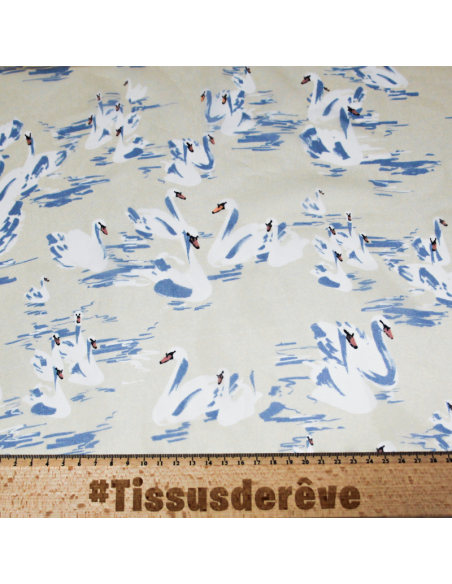 Georgette 100% viscose - Cygnes fond beige
