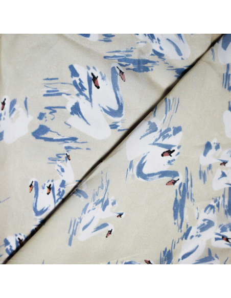 Georgette 100% viscose - Cygnes fond beige