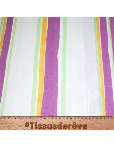 Étoffe 100% lin - Rayure coloré