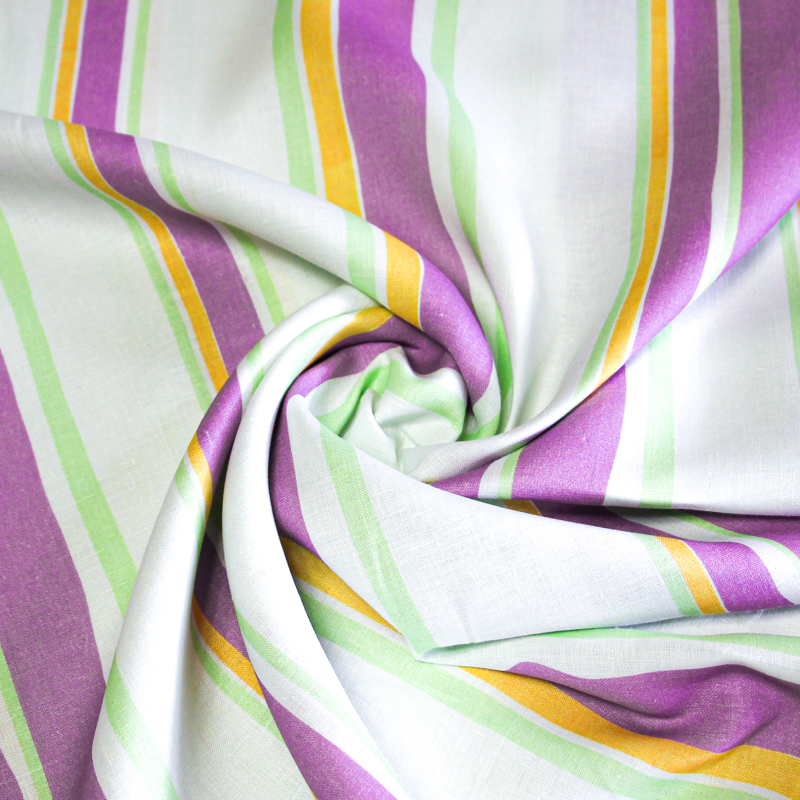 Étoffe 100% lin - Rayure coloré