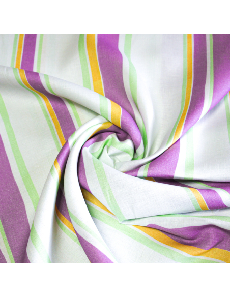 Étoffe 100% lin - Rayure coloré