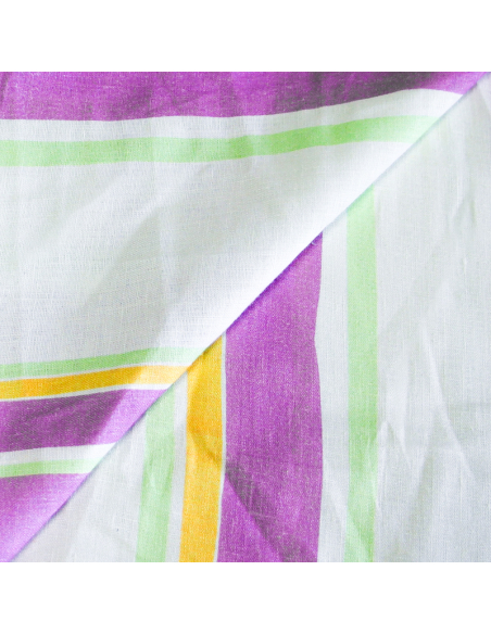 Étoffe 100% lin - Rayure coloré