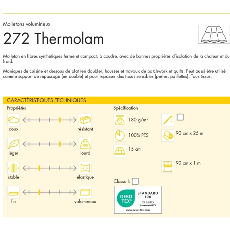 Entoilage isolant thermique Thermolam Vlieseline 272