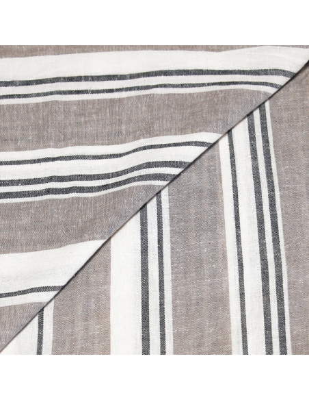 Étoffe lin & viscose - Rayure taupe