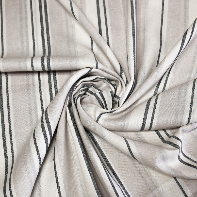 Étoffe lin & viscose - Rayure beige