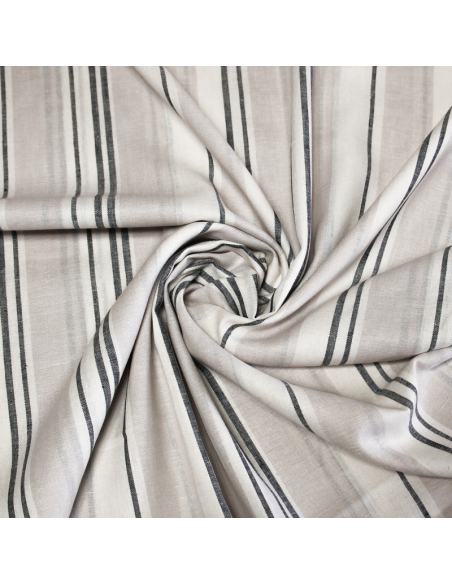 Étoffe lin & viscose - Rayure beige
