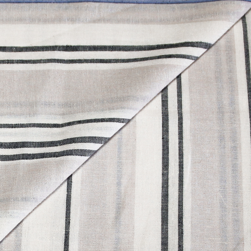 Étoffe lin & viscose - Rayure beige