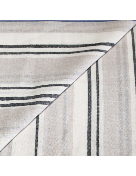Étoffe lin & viscose - Rayure beige