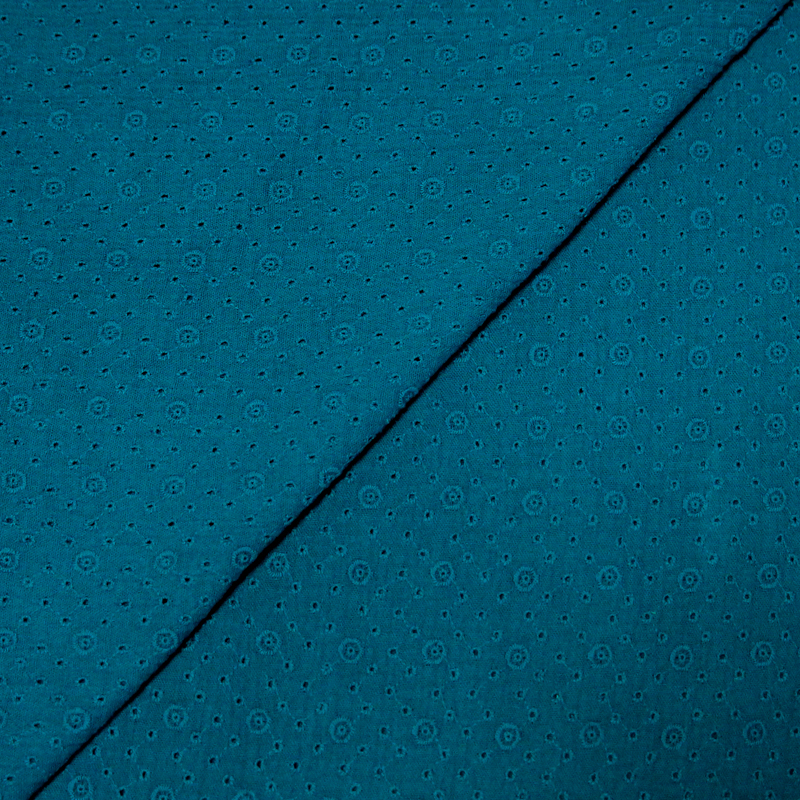 Double gaze 100% coton brodée - Rond paon