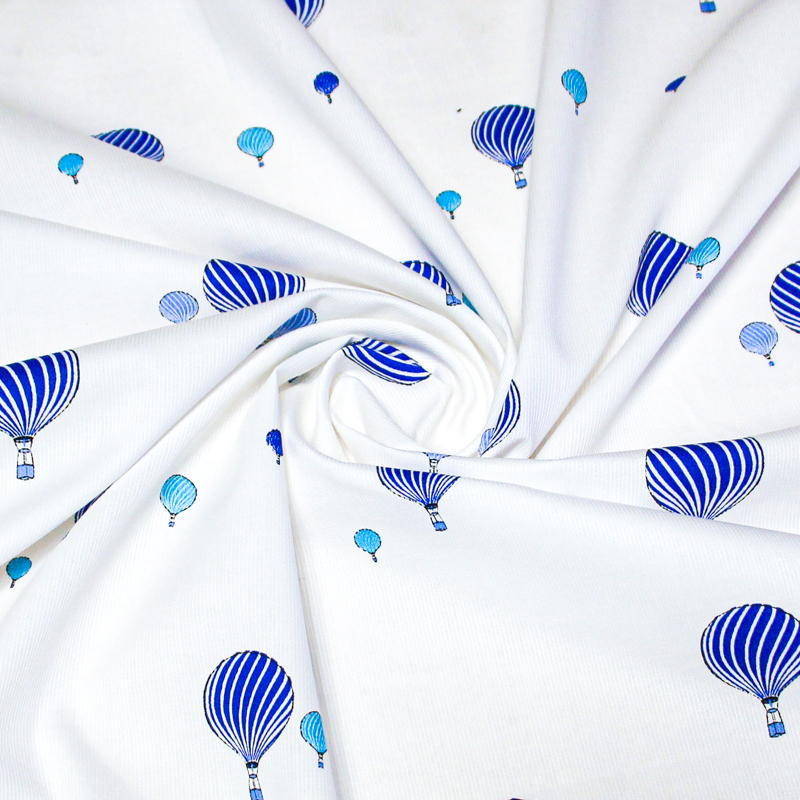 Piqué 100% coton milleraies - Montgolfière bleu