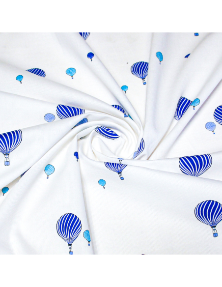 Piqué 100% coton milleraies - Montgolfière bleu