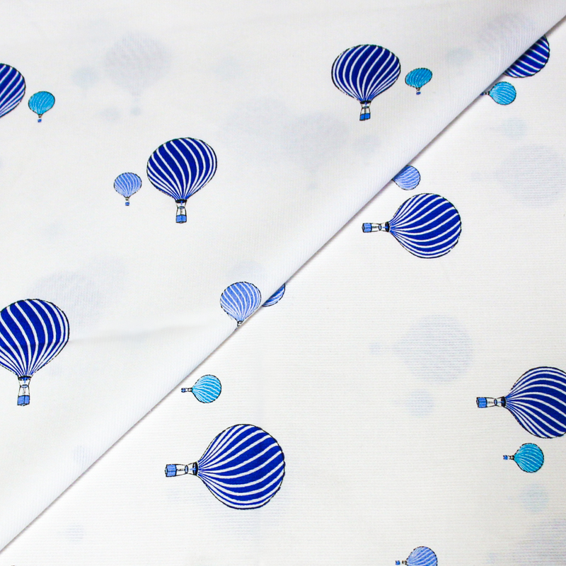 Piqué 100% coton milleraies - Montgolfière bleu