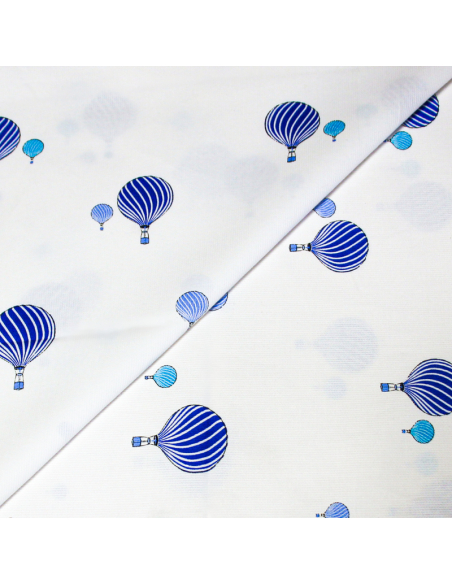 Piqué 100% coton milleraies - Montgolfière bleu