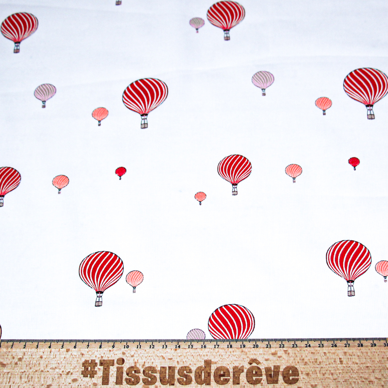 Piqué 100% coton milleraies - Montgolfière rouge